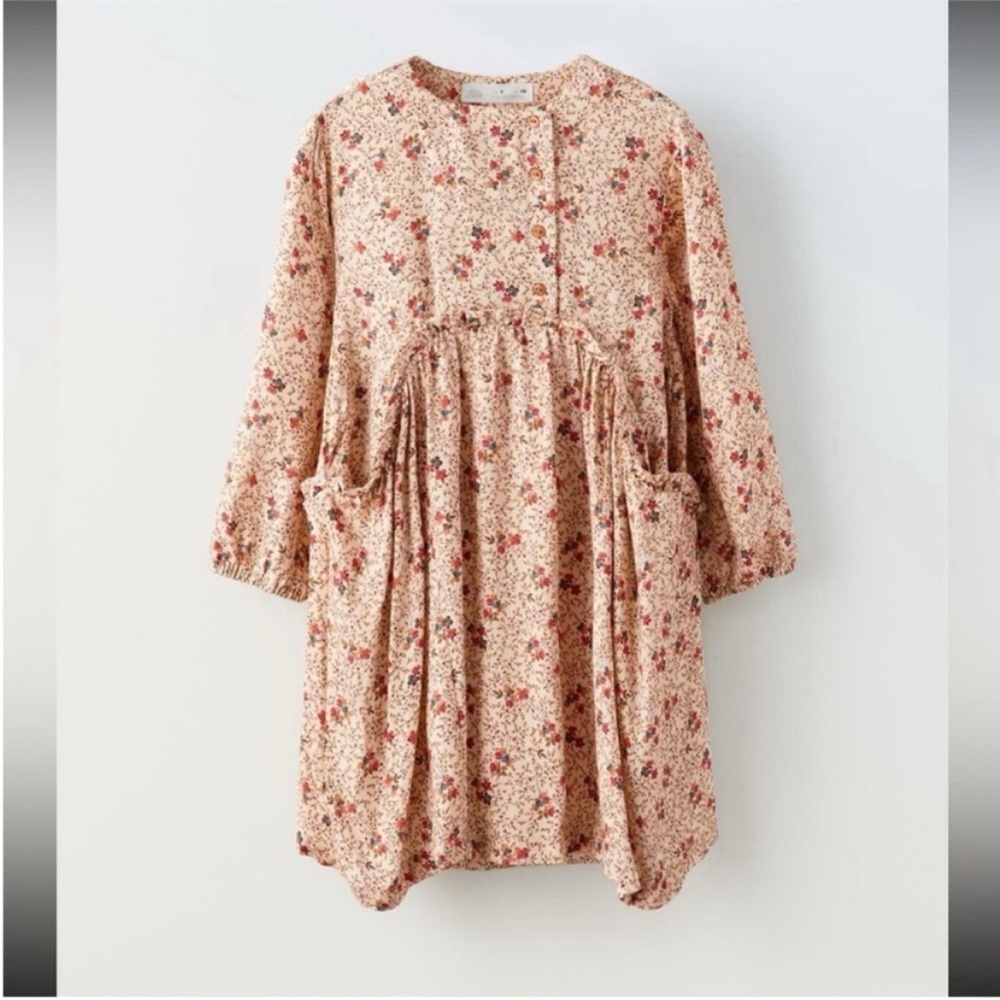 Zara Kids, light beige, FLORAL PRINT DRESS, 9 years